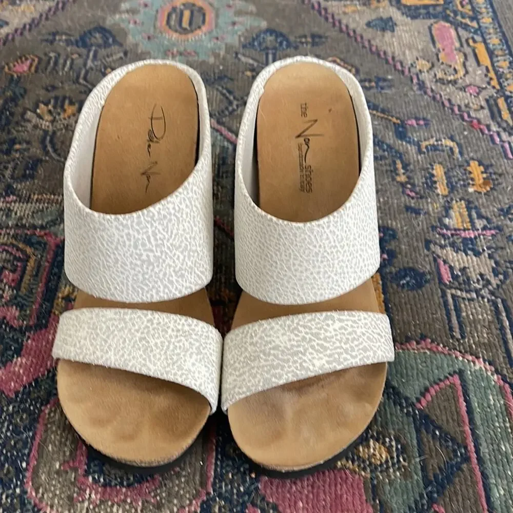 Peter Non textured leather open toed slip on wedge sandals sz 8